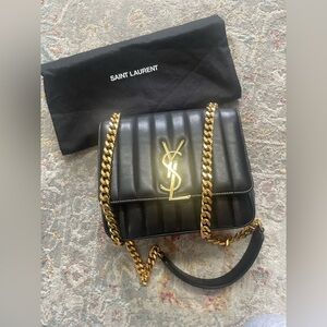 SOLD Saint Laurent Viki Medium Lambskin black gold